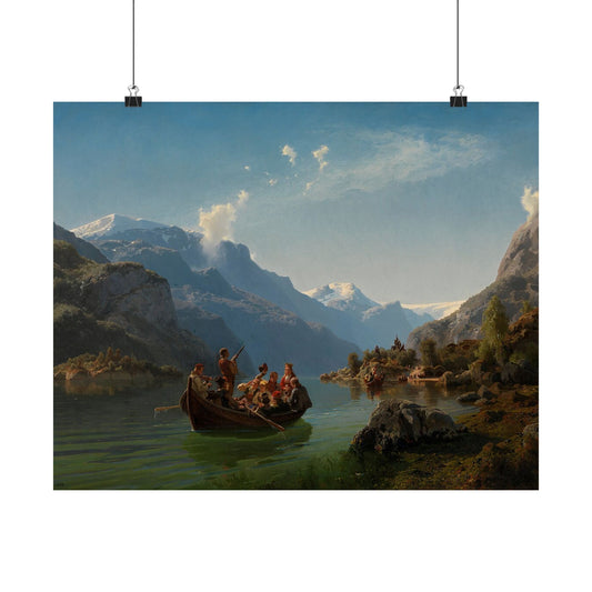 Matte Landscape Poster — Vintage Mountain Lake Painting