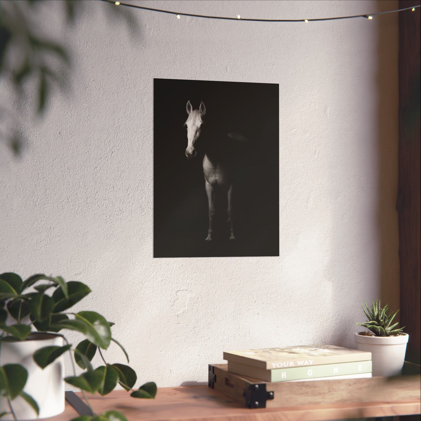 Horse Portrait Poster — Black & White Matte Vertical Art Print