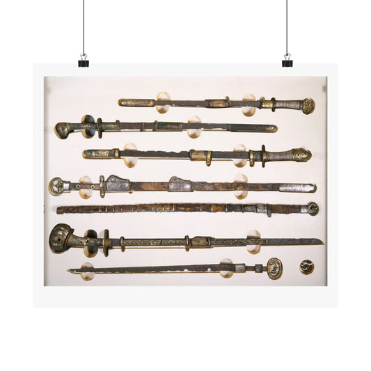 Antique Sword Collection Matte Poster — Vintage Samurai Katana Display (Horizontal)
