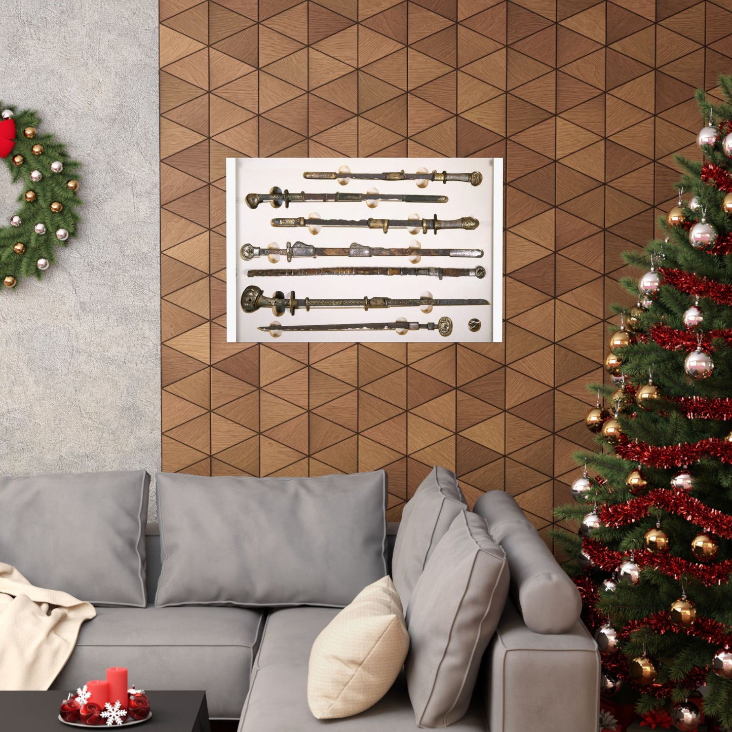 Antique Sword Collection Matte Poster — Vintage Samurai Katana Display (Horizontal)