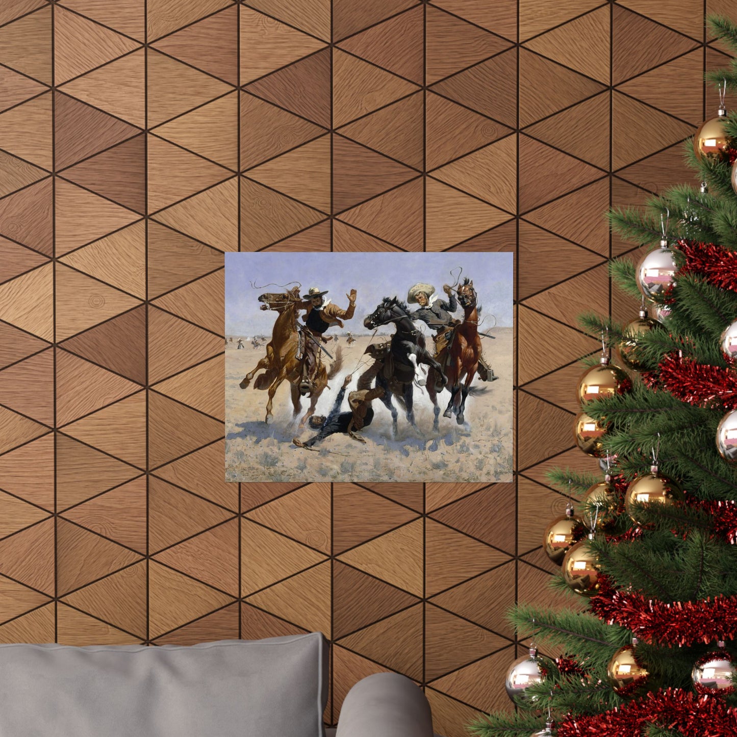 Western Cowboy Action Matte Poster — Vintage Rodeo Horsemen Wall Art