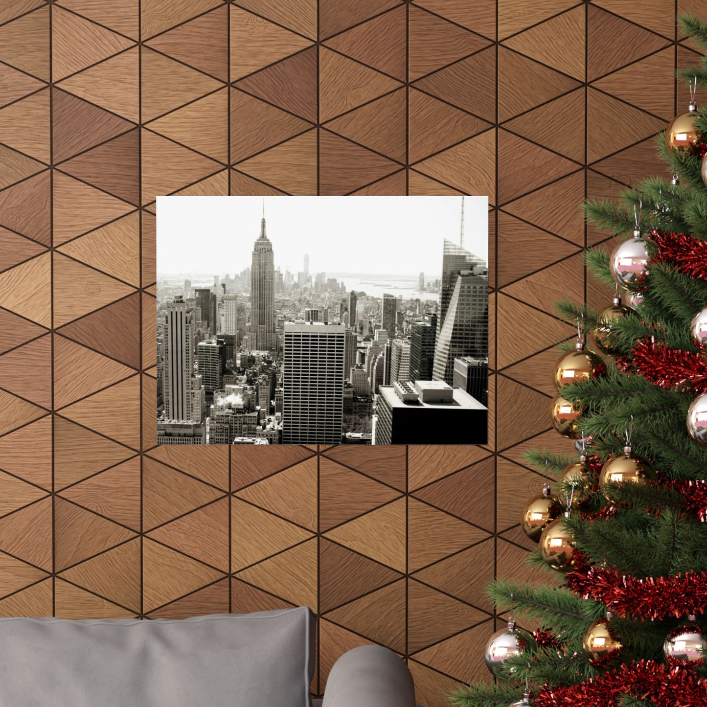 New York City Skyline Matte Poster — Horizontal Black & White Urban Photography