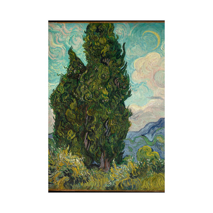 Van Gogh Cypress Trees Matte Poster — Vertical Art Print