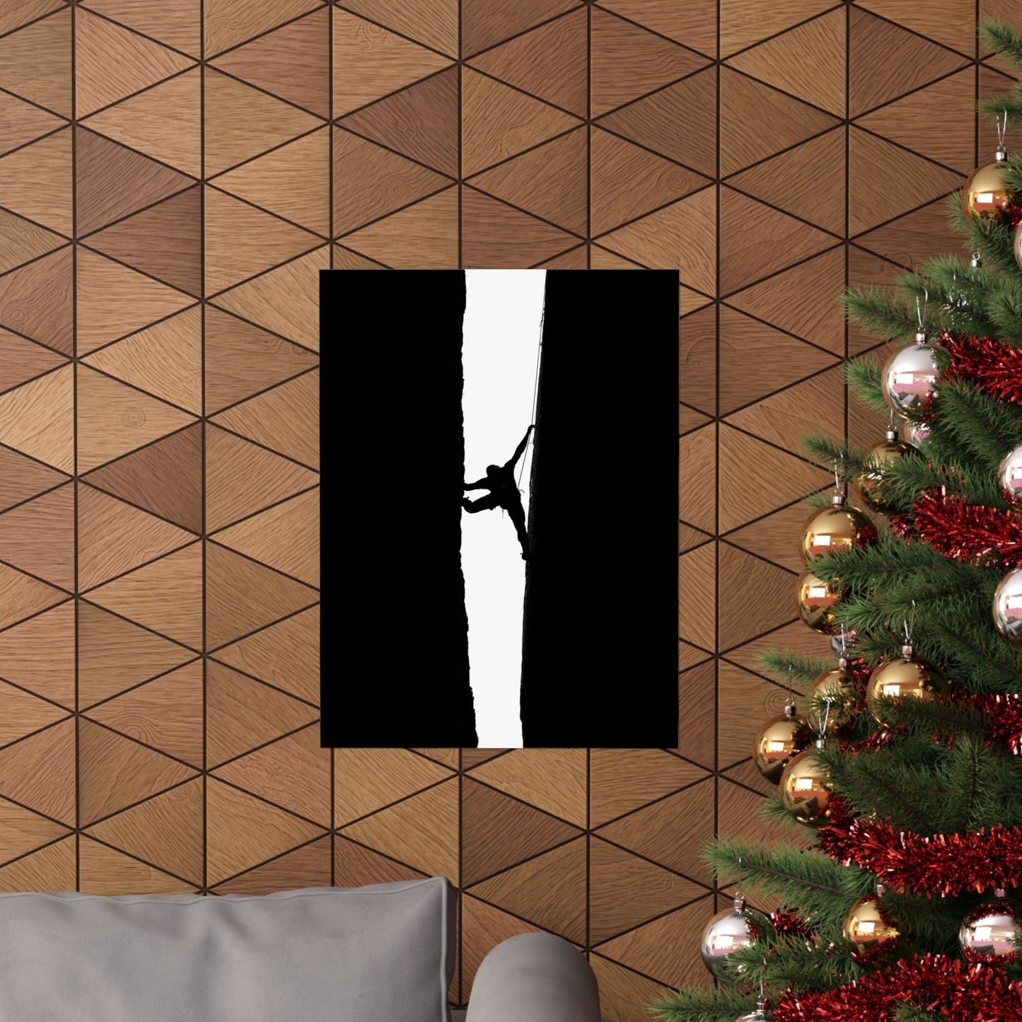 Climber Silhouette Matte Vertical Poster – Minimal Rock Climbing Wall Art