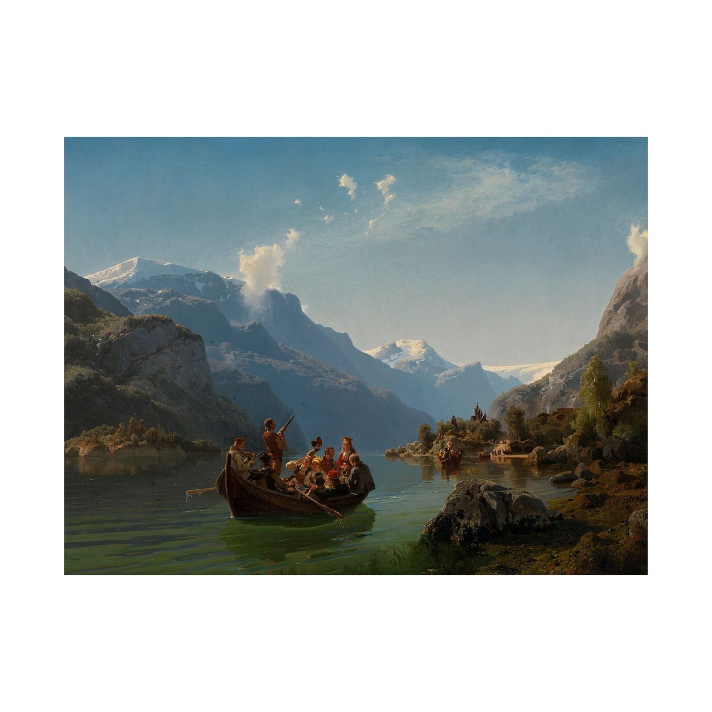 Matte Landscape Poster — Vintage Mountain Lake Painting