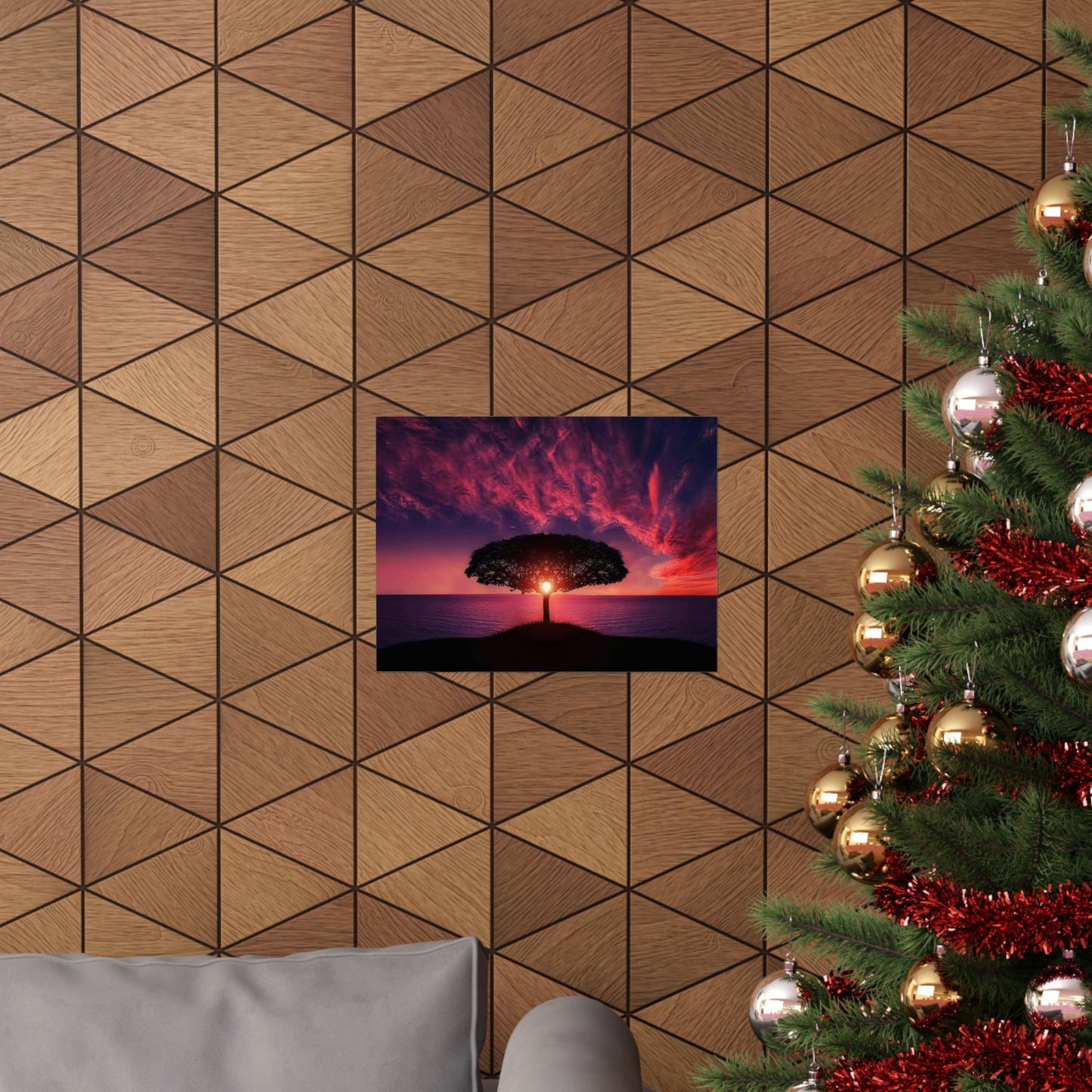 Sunset Tree Matte Poster — Serene Horizon Wall Art