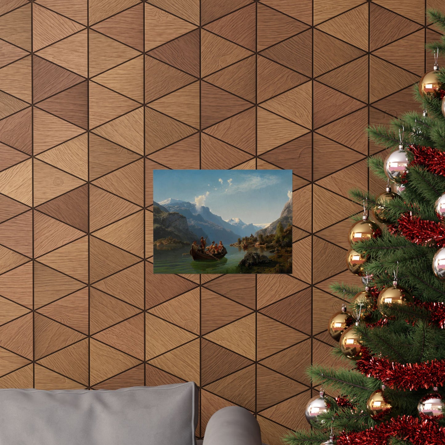 Matte Landscape Poster — Vintage Mountain Lake Painting