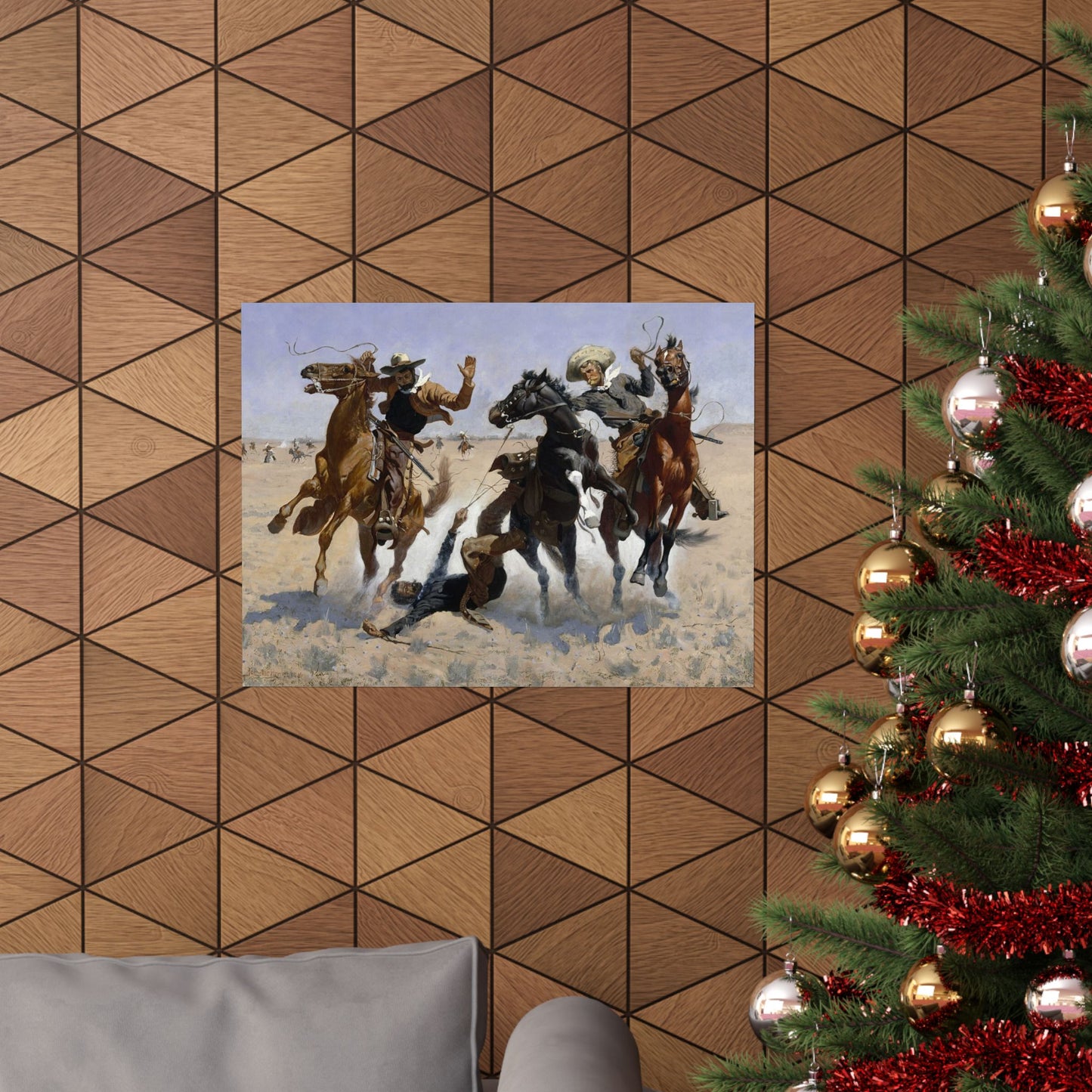 Western Cowboy Action Matte Poster — Vintage Rodeo Horsemen Wall Art