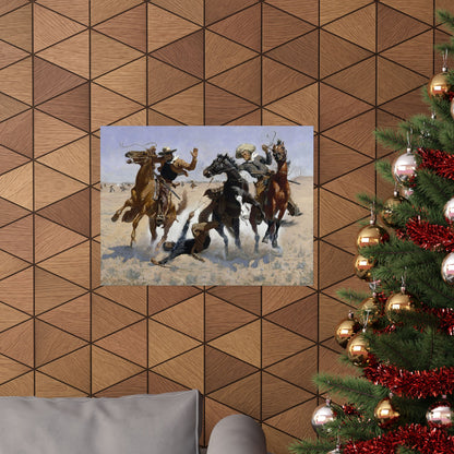 Western Cowboy Action Matte Poster — Vintage Rodeo Horsemen Wall Art