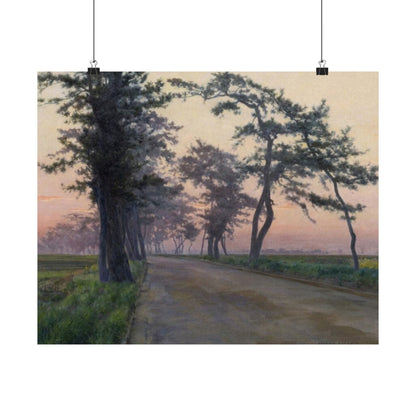 Matte Horizontal Poster — Serene Tree-Lined Country Road Landscape Print