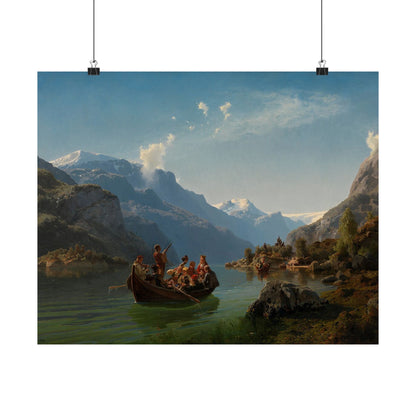 Matte Landscape Poster — Vintage Mountain Lake Painting
