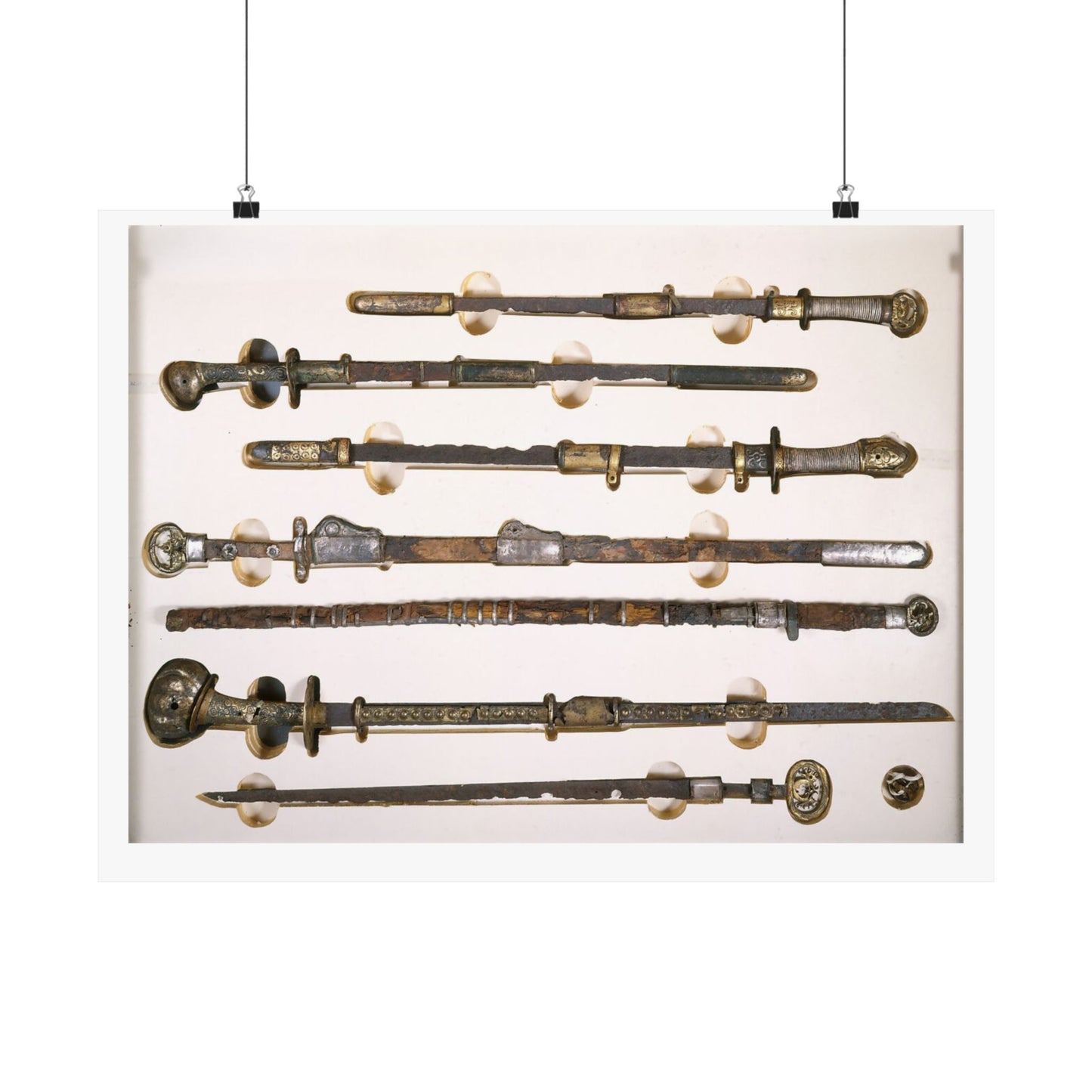 Antique Sword Collection Matte Poster — Vintage Samurai Katana Display (Horizontal)