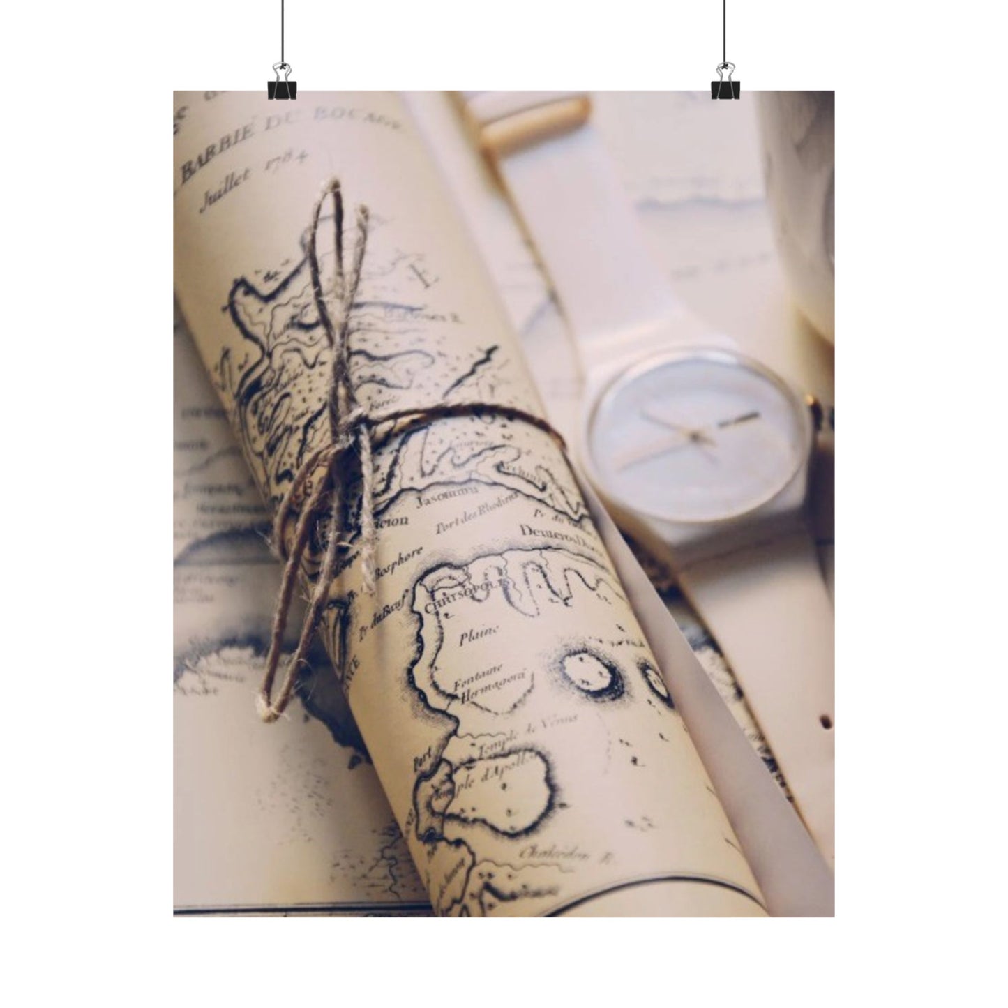 Vintage Map Poster — Rolled Nautical Map Matte Vertical Wall Art
