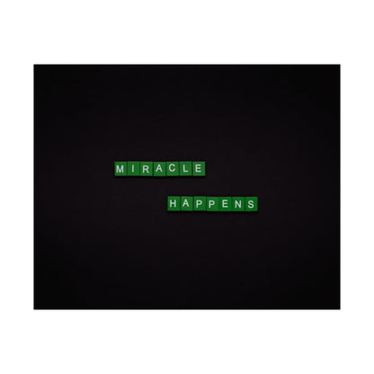 Matte Poster — "Miracle Happens" Green Tile Typography (Horizontal)