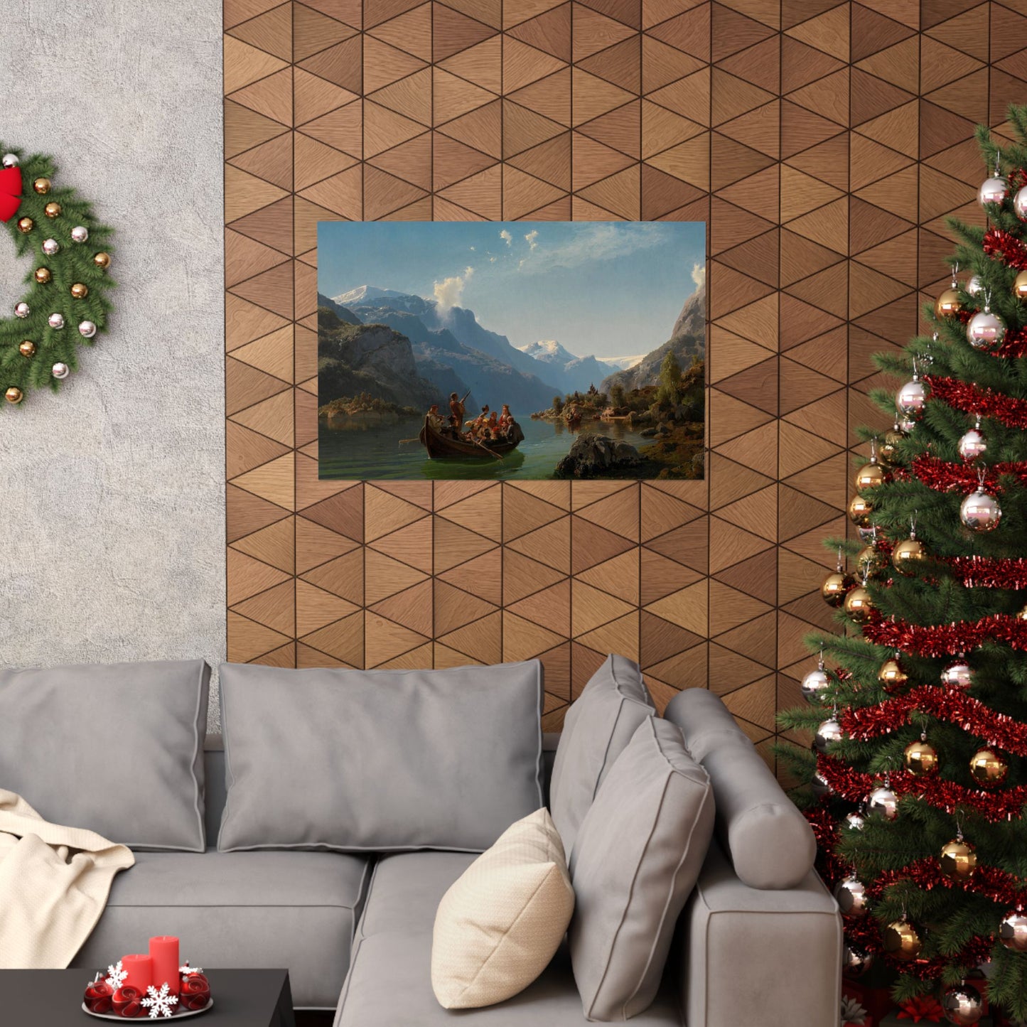 Matte Landscape Poster — Vintage Mountain Lake Painting