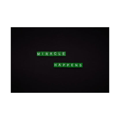 Matte Poster — "Miracle Happens" Green Tile Typography (Horizontal)