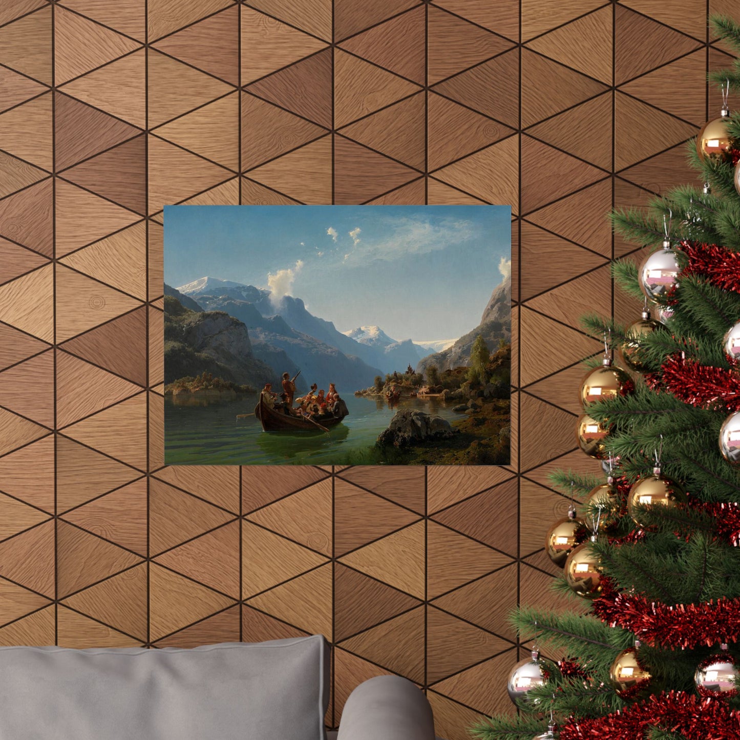 Matte Landscape Poster — Vintage Mountain Lake Painting