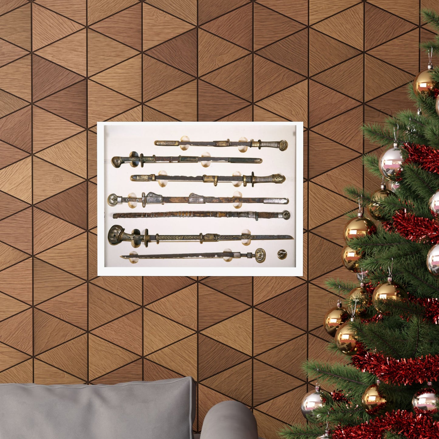 Antique Sword Collection Matte Poster — Vintage Samurai Katana Display (Horizontal)