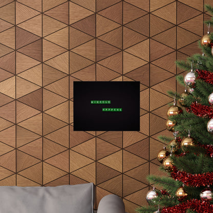 Matte Poster — "Miracle Happens" Green Tile Typography (Horizontal)