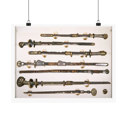 Antique Sword Collection Matte Poster — Vintage Samurai Katana Display (Horizontal)