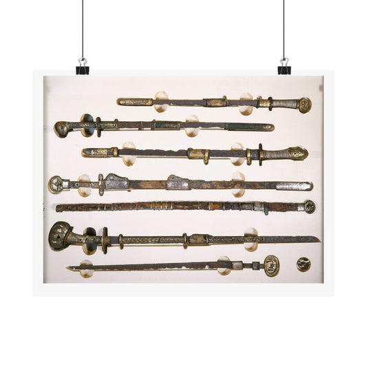 Antique Sword Collection Matte Poster — Vintage Samurai Katana Display (Horizontal)