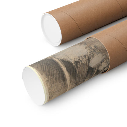 Vintage Tree-Lined Path Matte Horizontal Poster — Sepia Landscape Print