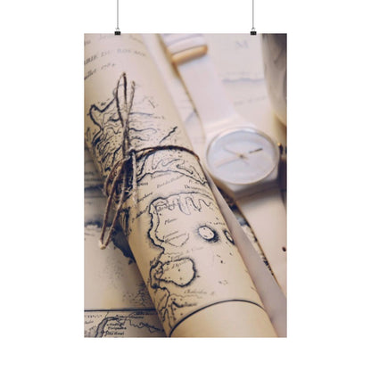 Vintage Map Poster — Rolled Nautical Map Matte Vertical Wall Art