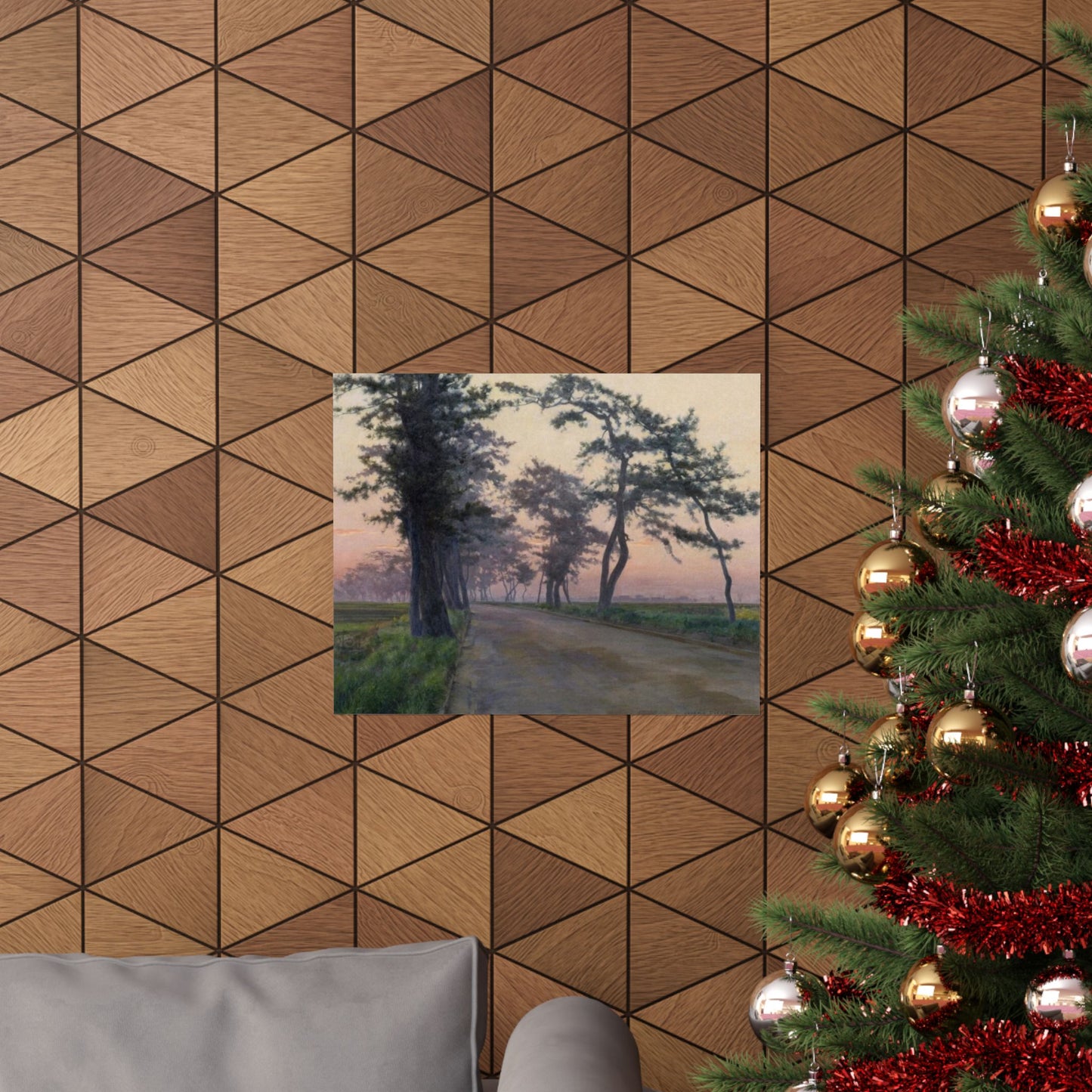 Matte Horizontal Poster — Serene Tree-Lined Country Road Landscape Print