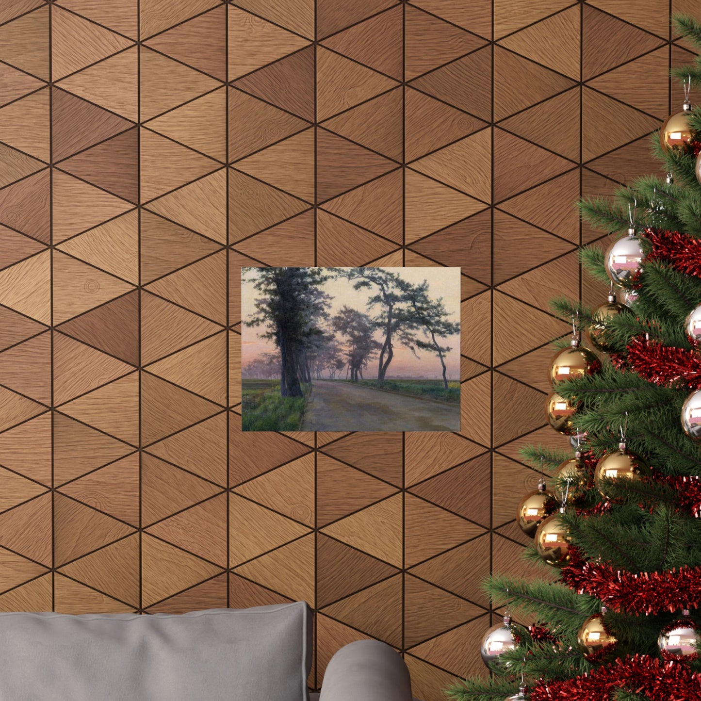 Matte Horizontal Poster — Serene Tree-Lined Country Road Landscape Print