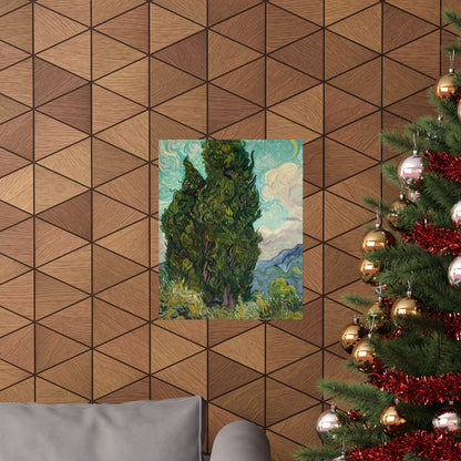 Van Gogh Cypress Trees Matte Poster — Vertical Art Print