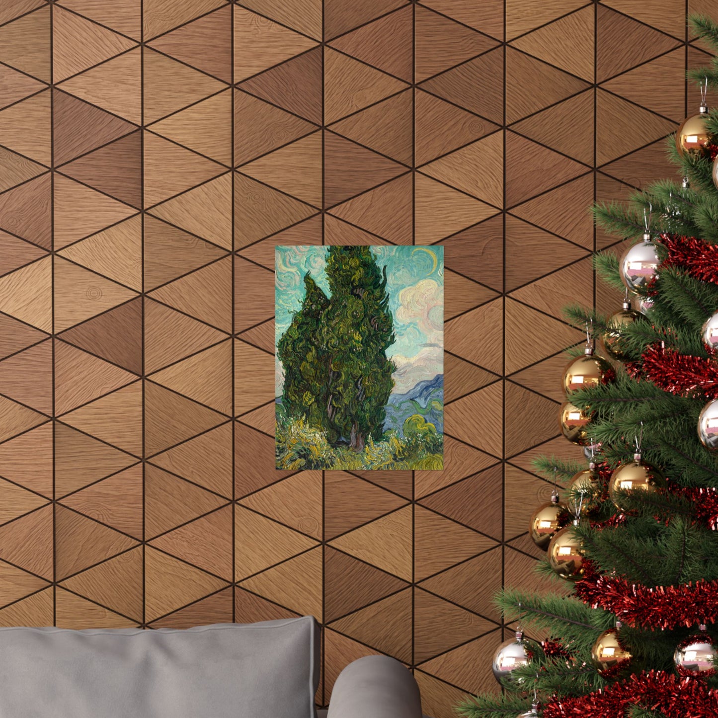 Van Gogh Cypress Trees Matte Poster — Vertical Art Print