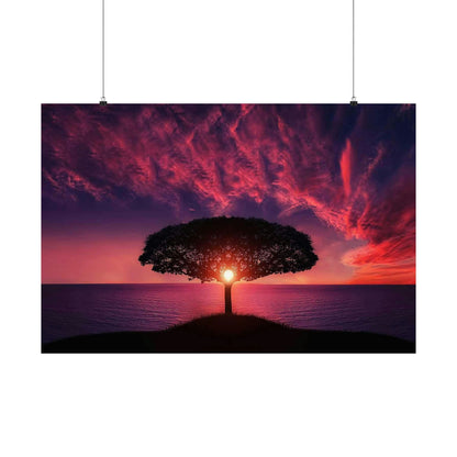 Sunset Tree Matte Poster — Serene Horizon Wall Art