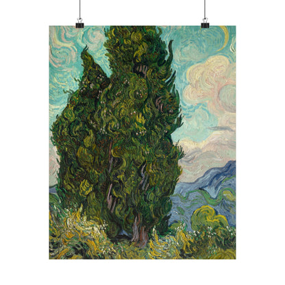 Van Gogh Cypress Trees Matte Poster — Vertical Art Print