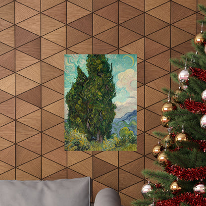 Van Gogh Cypress Trees Matte Poster — Vertical Art Print