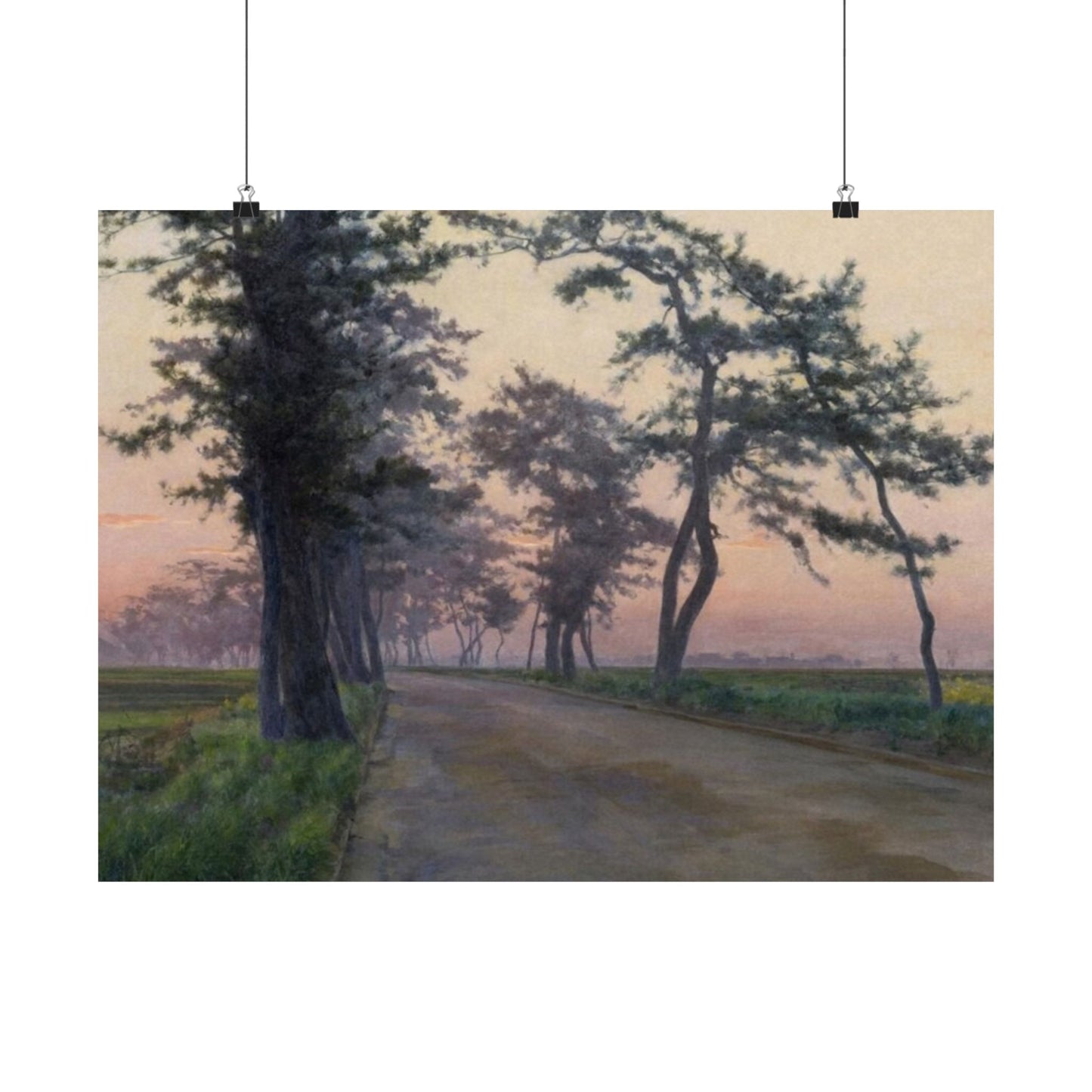 Matte Horizontal Poster — Serene Tree-Lined Country Road Landscape Print