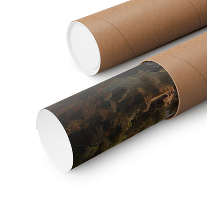 Matte Landscape Poster — Vintage Mountain Lake Painting