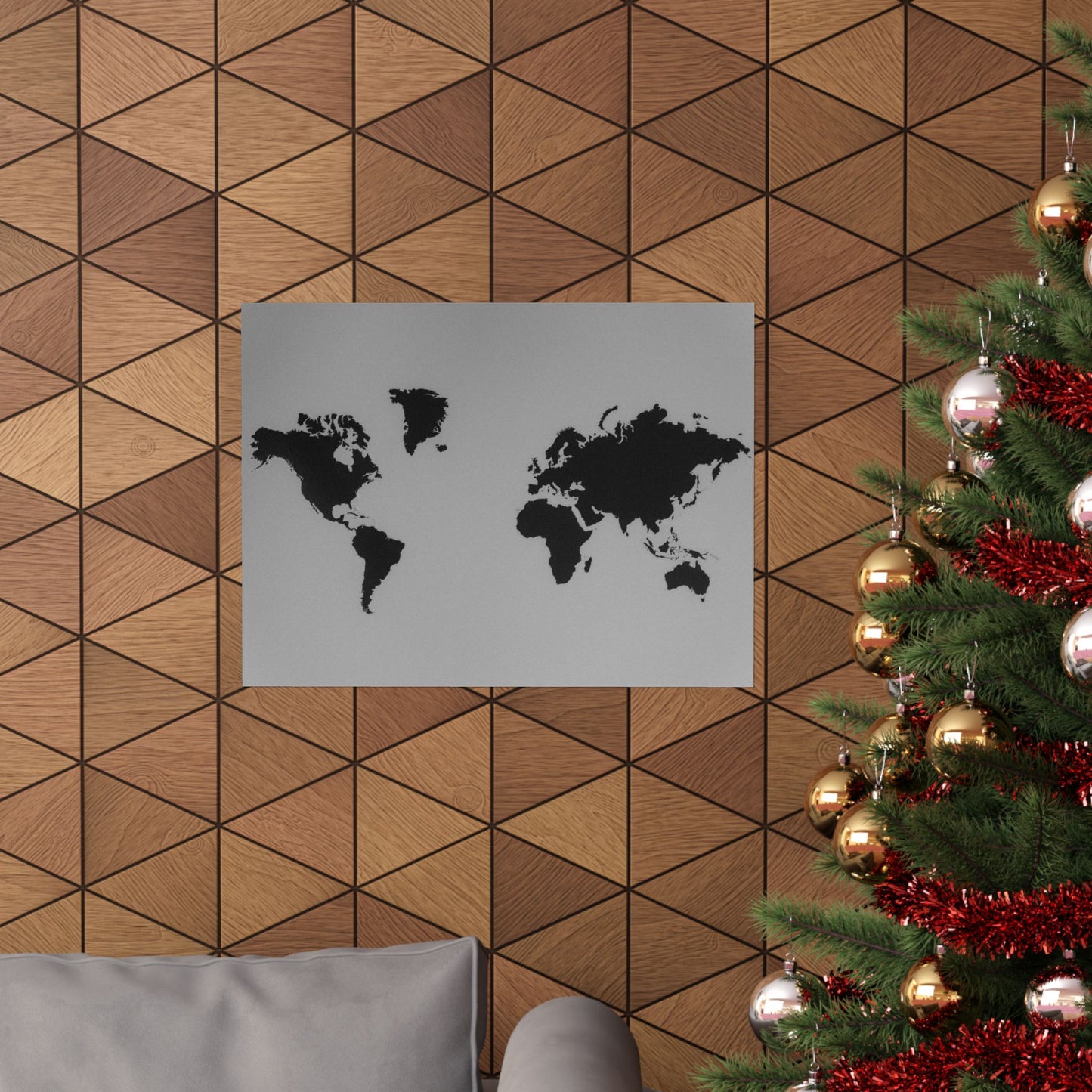 Matte World Map Poster — Minimalist Horizontal Travel Wall Art
