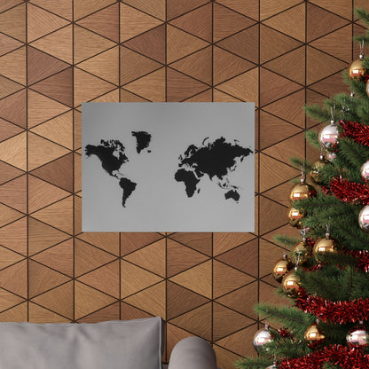 Matte World Map Poster — Minimalist Horizontal Travel Wall Art