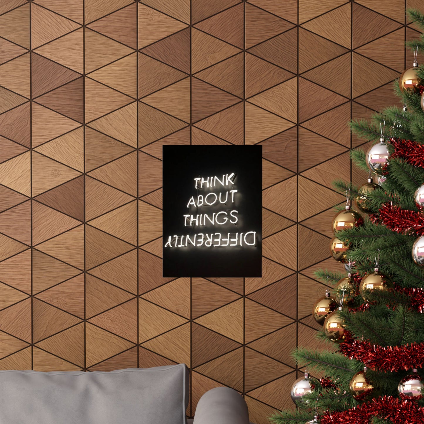 Think About Things Differently Matte Poster — Neon Quote Wall Art