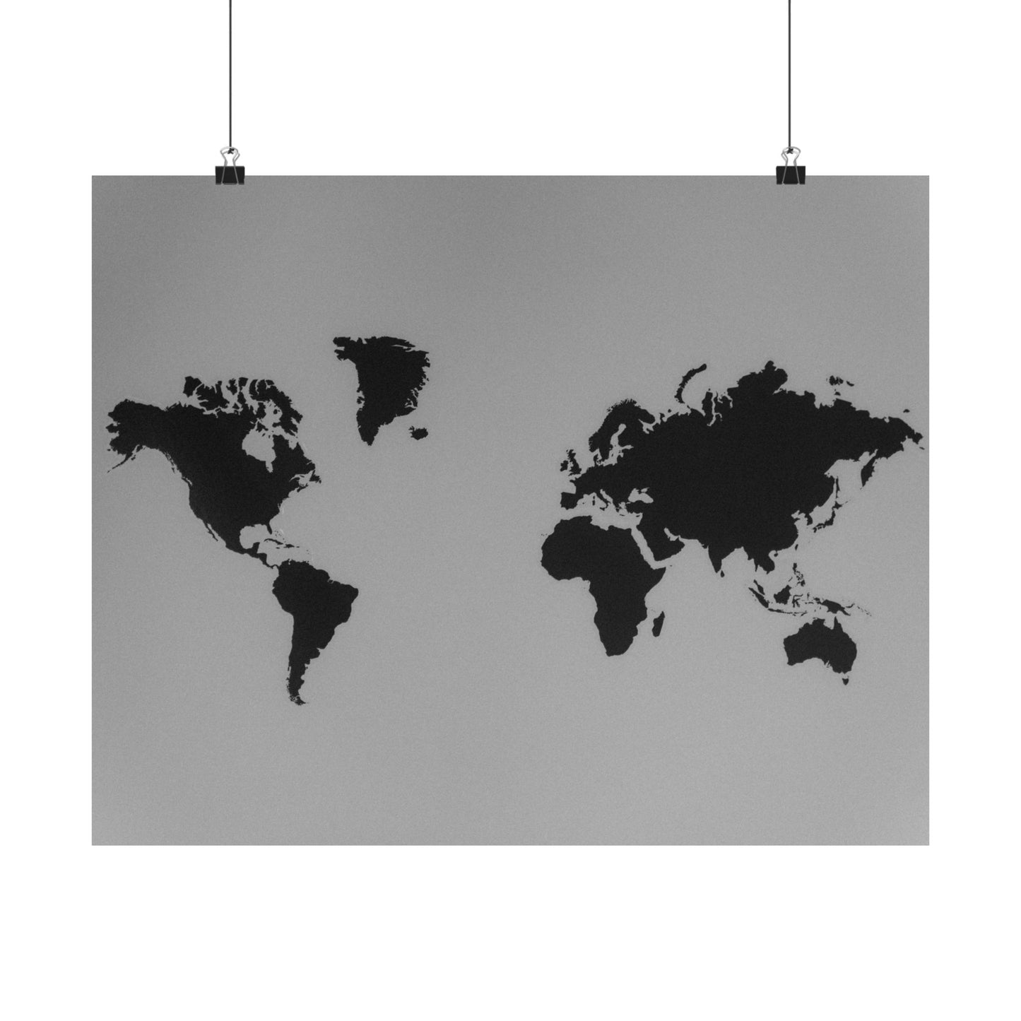 Matte World Map Poster — Minimalist Horizontal Travel Wall Art