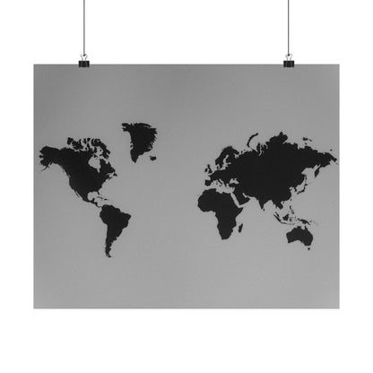 Matte World Map Poster — Minimalist Horizontal Travel Wall Art