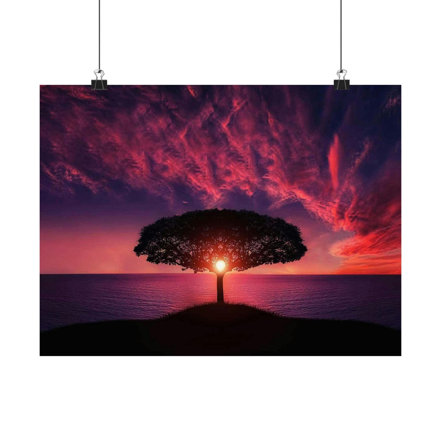 Sunset Tree Matte Poster — Serene Horizon Wall Art