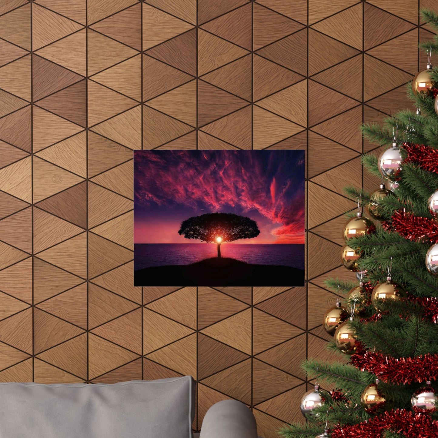 Sunset Tree Matte Poster — Serene Horizon Wall Art
