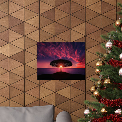 Sunset Tree Matte Poster — Serene Horizon Wall Art