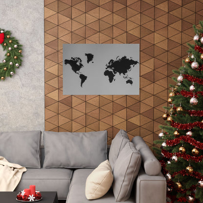 Matte World Map Poster — Minimalist Horizontal Travel Wall Art