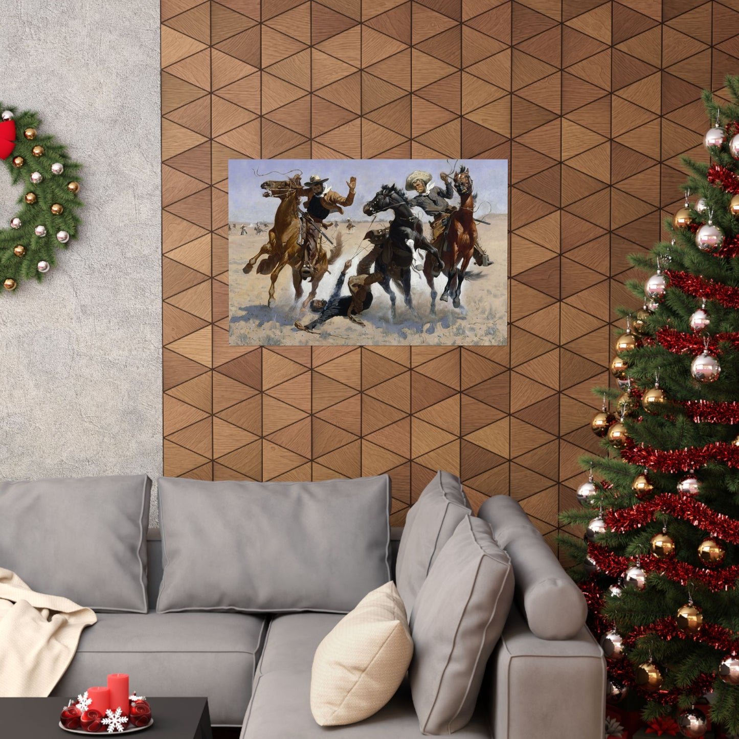 Western Cowboy Action Matte Poster — Vintage Rodeo Horsemen Wall Art