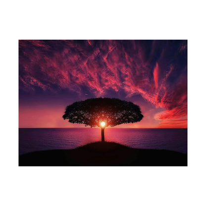 Sunset Tree Matte Poster — Serene Horizon Wall Art