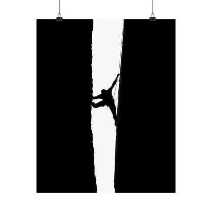 Climber Silhouette Matte Vertical Poster – Minimal Rock Climbing Wall Art