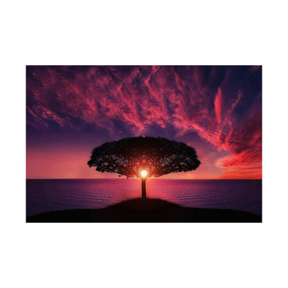 Sunset Tree Matte Poster — Serene Horizon Wall Art