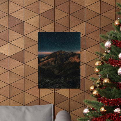 Matte Vertical Poster — Starry Night Mountain Landscape Print